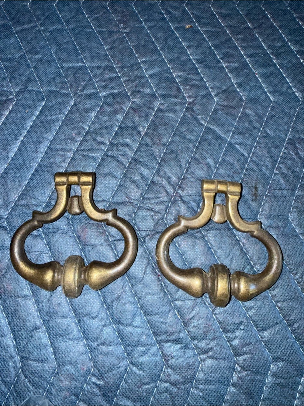 Classic Brass Tone Drop Pull Handles - Pair